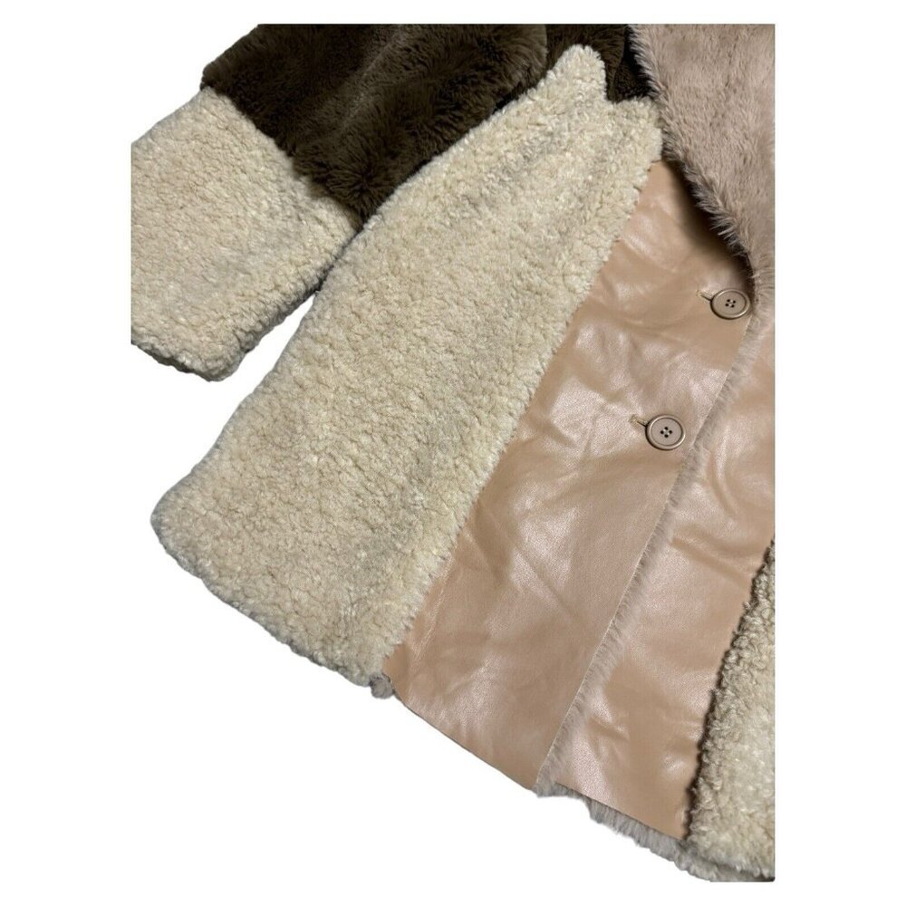 STEVE MADDEN Faux Fur Fleece Comfy Designer Womens Earth Tone Coat Large - Picture 4 of 4
